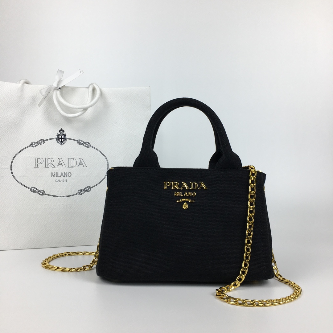 P340 Versión de compra por encargo de Prada vintage, clásico bolso de lona de pera súper mini original, tela de lona or…