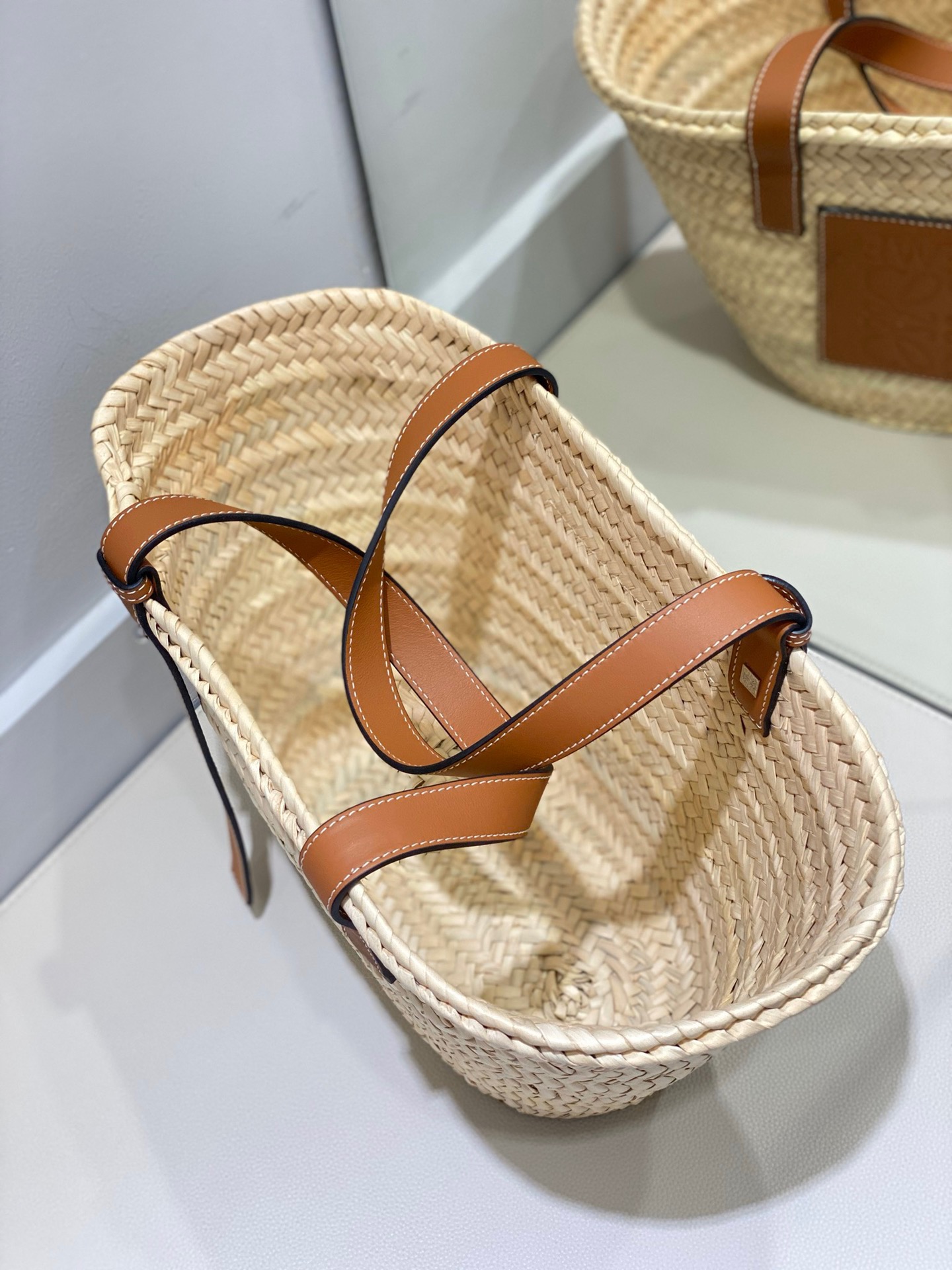 Loewe Medium Basket Bag Natural Raffia and Calfskin Leather Tote for Women 5 i1652770182 3839 3