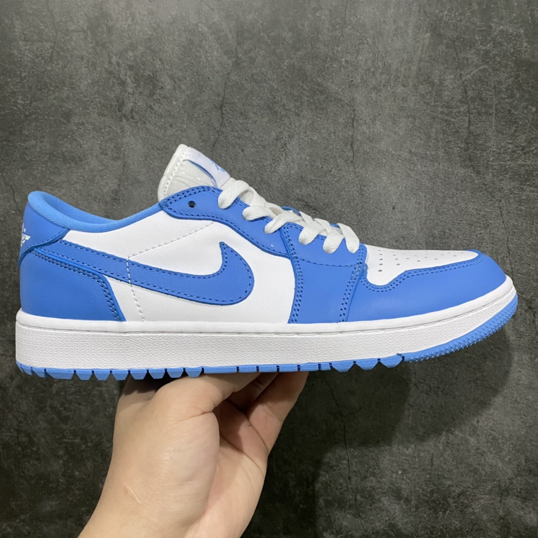 纯原AJ1 高尔夫系列上架 Air Jordan AJ1 Low Golf 北卡蓝 原鞋开模 私模大底开发 原厂内置气垫 全头层小牛皮 高清洁度 正确上翘鞋型 鞋舌AJ原厂专用牛津布+AJ专用反口珍珠布 原厂无杂质高弹内里海棉+特殊封边弹力鞋带 货号:DD9315-100 尺码:36-46-选品中心