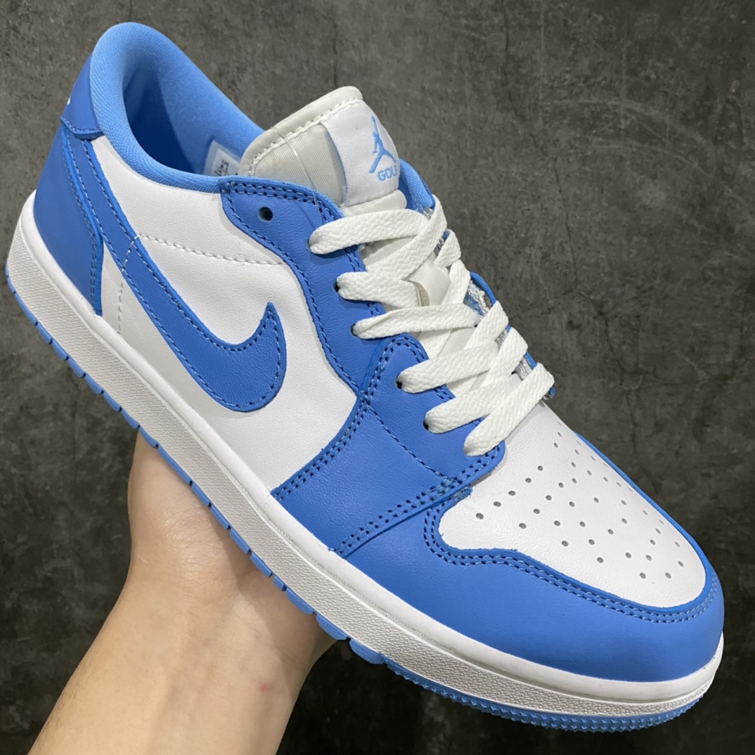 图片[4]-纯原AJ1 高尔夫系列上架 Air Jordan AJ1 Low Golf 北卡蓝 原鞋开模 私模大底开发 原厂内置气垫 全头层小牛皮 高清洁度 正确上翘鞋型 鞋舌AJ原厂专用牛津布+AJ专用反口珍珠布 原厂无杂质高弹内里海棉+特殊封边弹力鞋带 货号：DD9315-100 尺码：36-46-选品中心