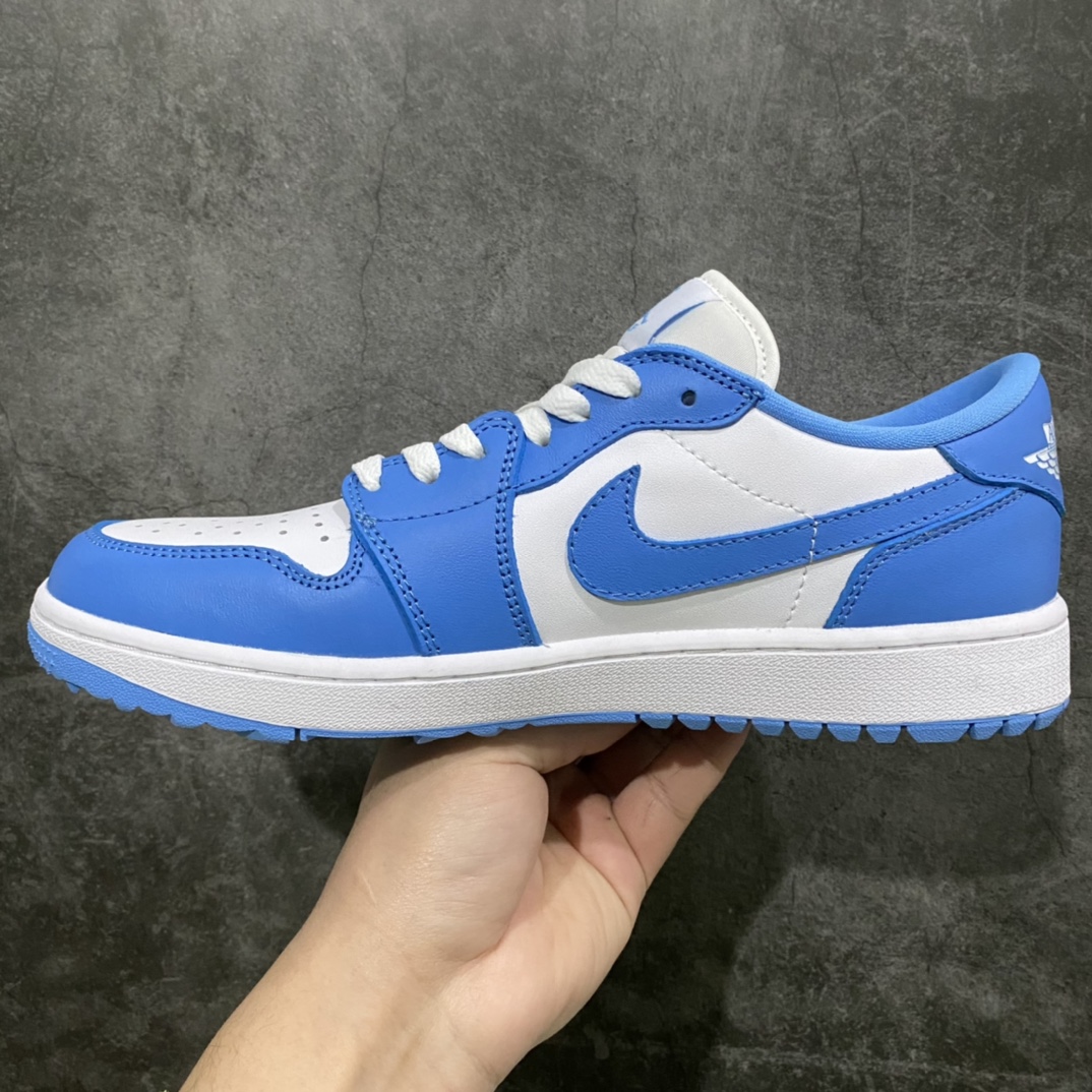 图片[2]-纯原AJ1 高尔夫系列上架 Air Jordan AJ1 Low Golf 北卡蓝 原鞋开模 私模大底开发 原厂内置气垫 全头层小牛皮 高清洁度 正确上翘鞋型 鞋舌AJ原厂专用牛津布+AJ专用反口珍珠布 原厂无杂质高弹内里海棉+特殊封边弹力鞋带 货号：DD9315-100 尺码：36-46-选品中心
