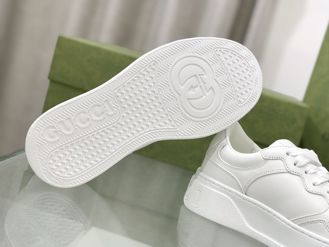 Gucci Retro-Inspired White Leather Sneakers, Unisex Sizes 35-44, 5cm Rubber Base - 图片 9