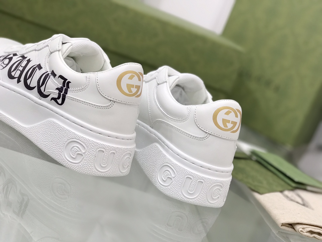 Gucci Retro-Inspired White Leather Sneakers, Unisex Sizes 35-44, 5cm Rubber Base - 图片 6
