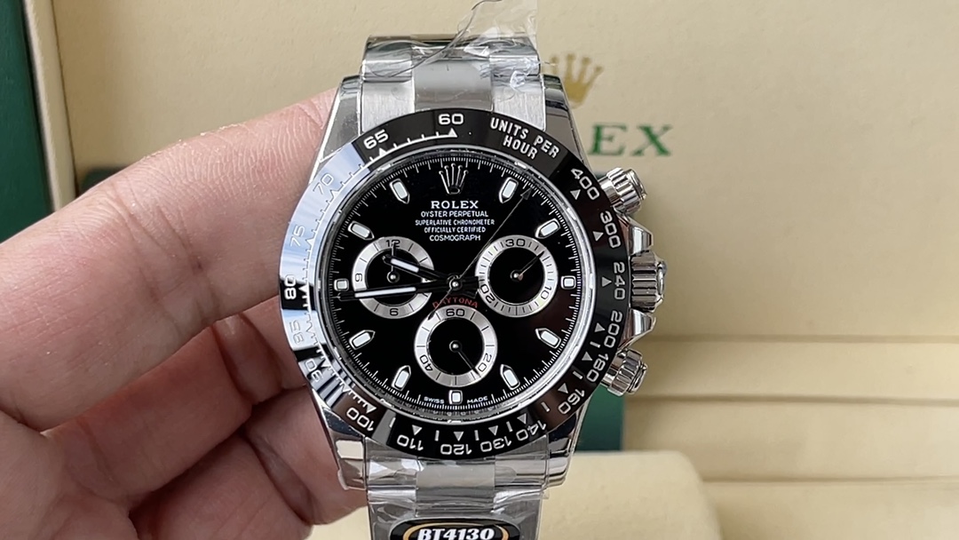 Rolex Daytona Orologio da Polso Nero Blu Rosa Platino Bianco Incisione Cinturino in acciaio inossidabile