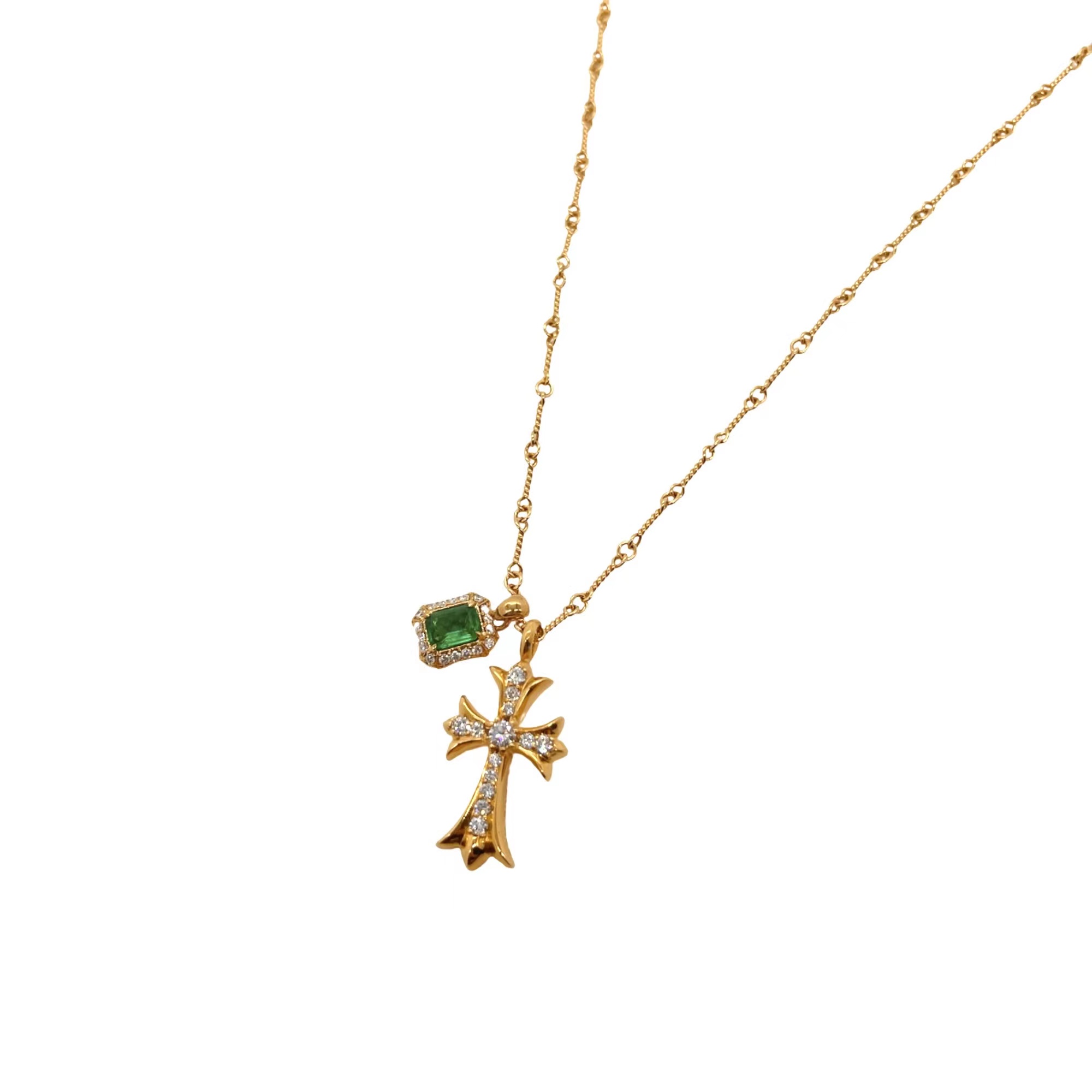 Chrome Hearts Jewelry Necklaces & Pendants Green Set With Diamonds