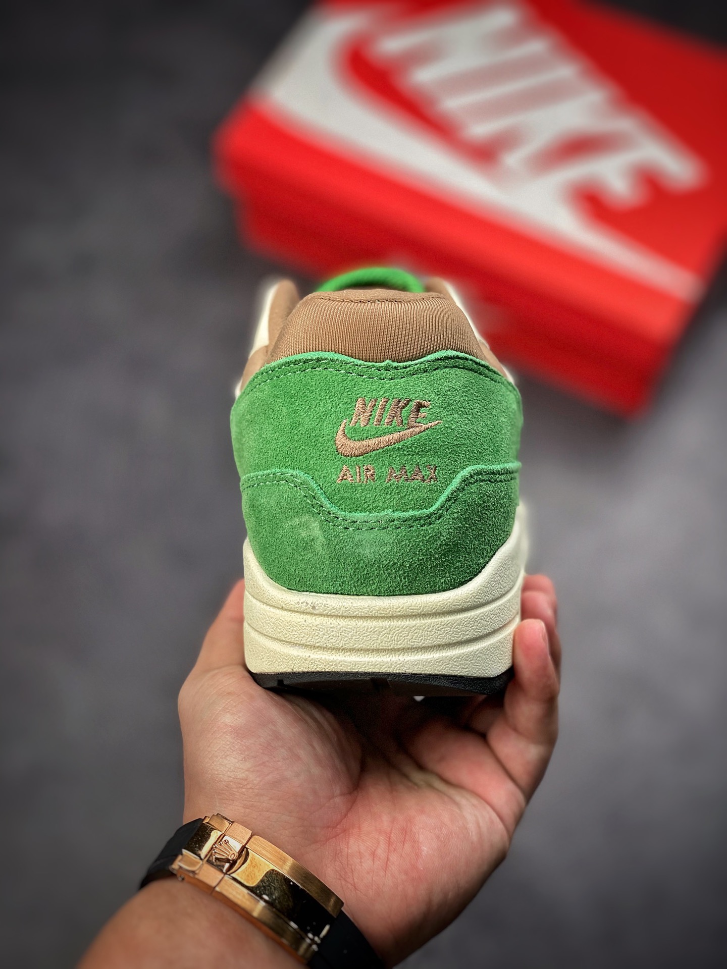190 Nike Air Max 1 麂皮棕绿粉 原纸板原楦头打造 DR9773-300