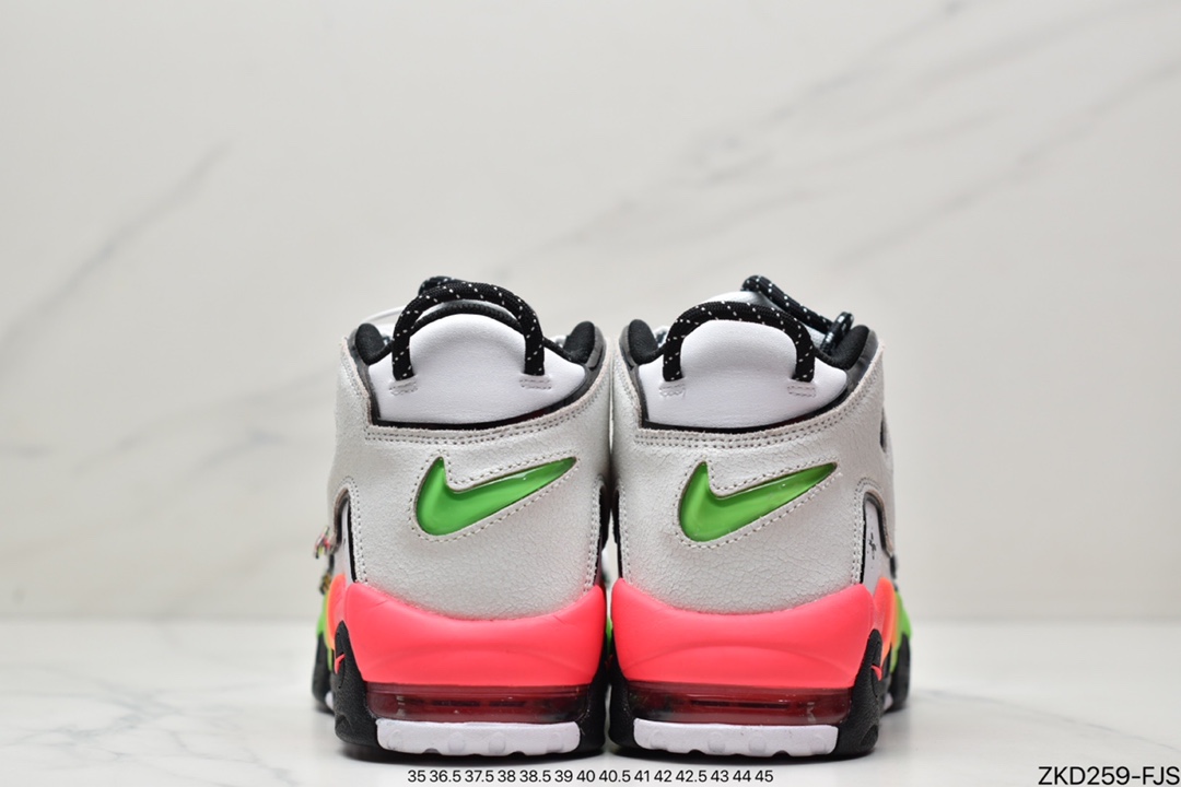 270 Air More Uptempo’96’Racer Pinkand Green Strike的中底采用渐变式DV1233-111