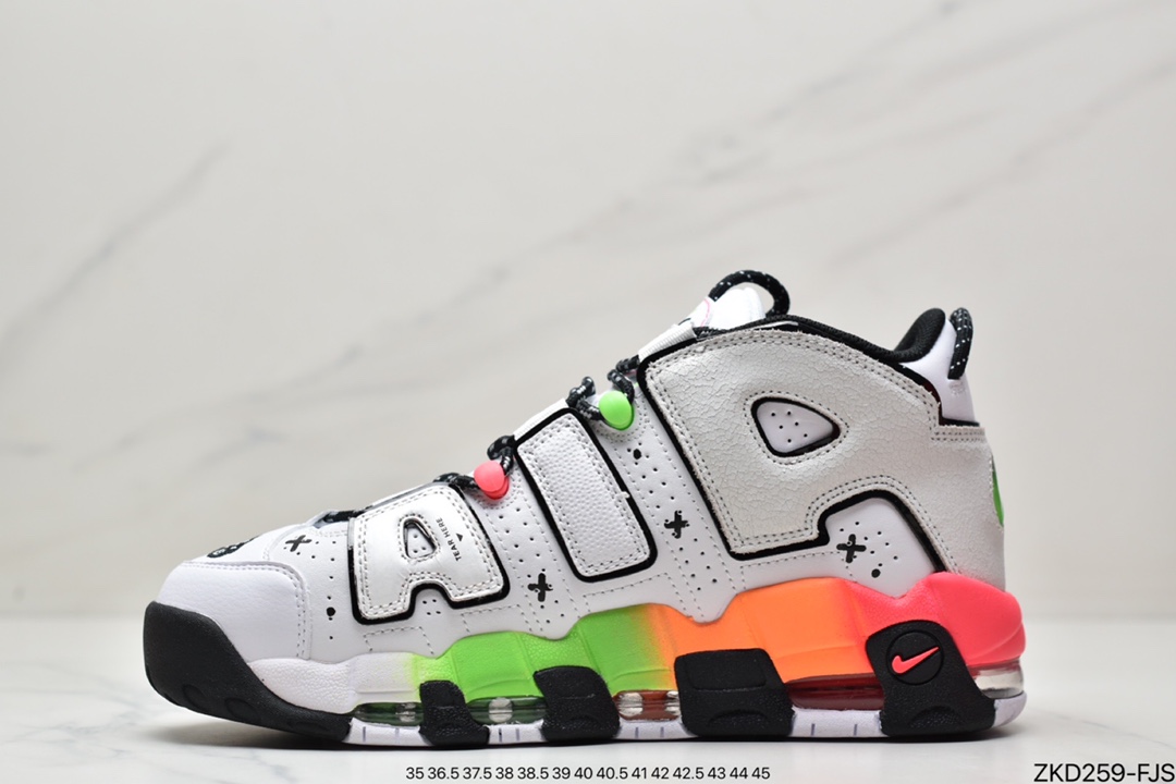 270 Air More Uptempo’96’Racer Pinkand Green Strike的中底采用渐变式DV1233-111