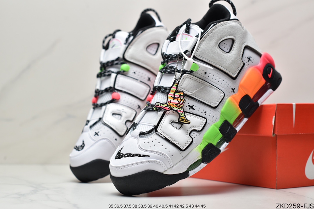 270 Air More Uptempo’96’Racer Pinkand Green Strike的中底采用渐变式DV1233-111