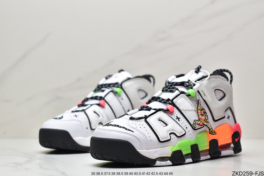 270 Air More Uptempo’96’Racer Pinkand Green Strike的中底采用渐变式DV1233-111