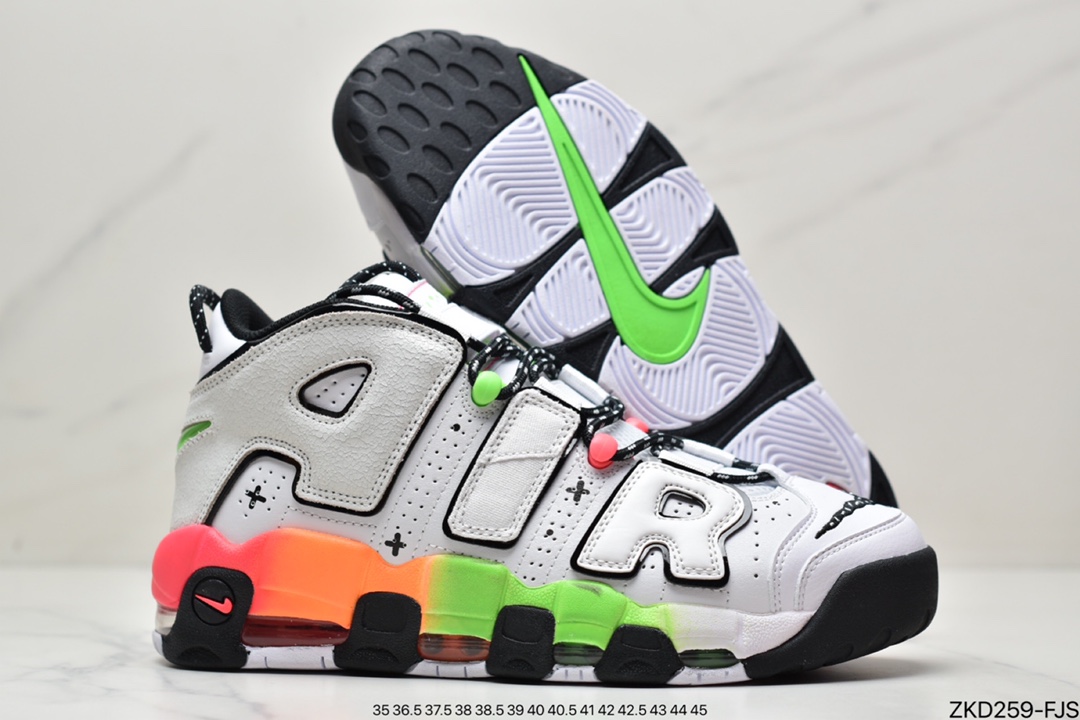 270 Air More Uptempo’96’Racer Pinkand Green Strike的中底采用渐变式DV1233-111