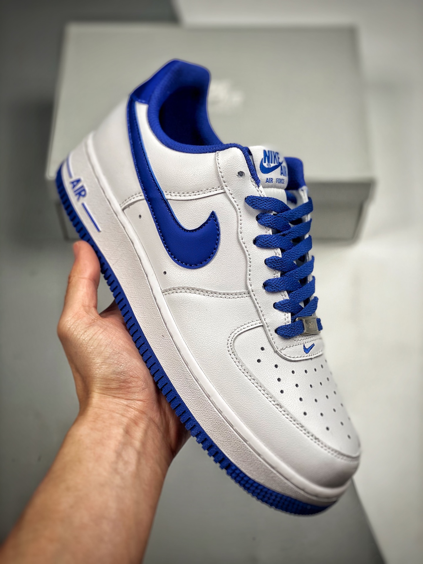 -3 NK Air Force 1 Low zapatillas de skate blancas y azules, sincronizadas oficialmente, nivel original, horma y plantil…