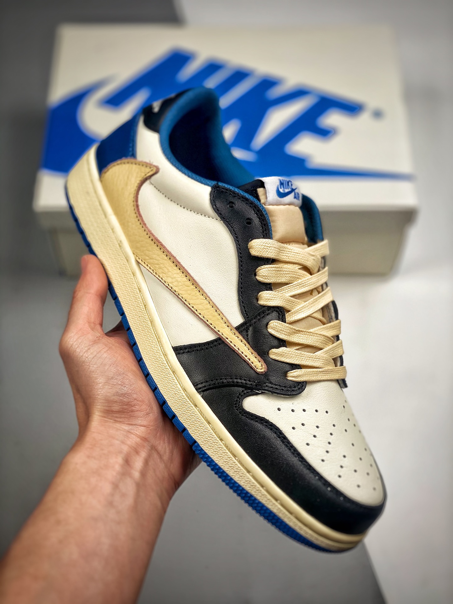 -2 Fragment x Travis Scott x Air Jordan 1 Low TS Fujiwara, colaboración triple de gancho invertido, luminoso, única ver…