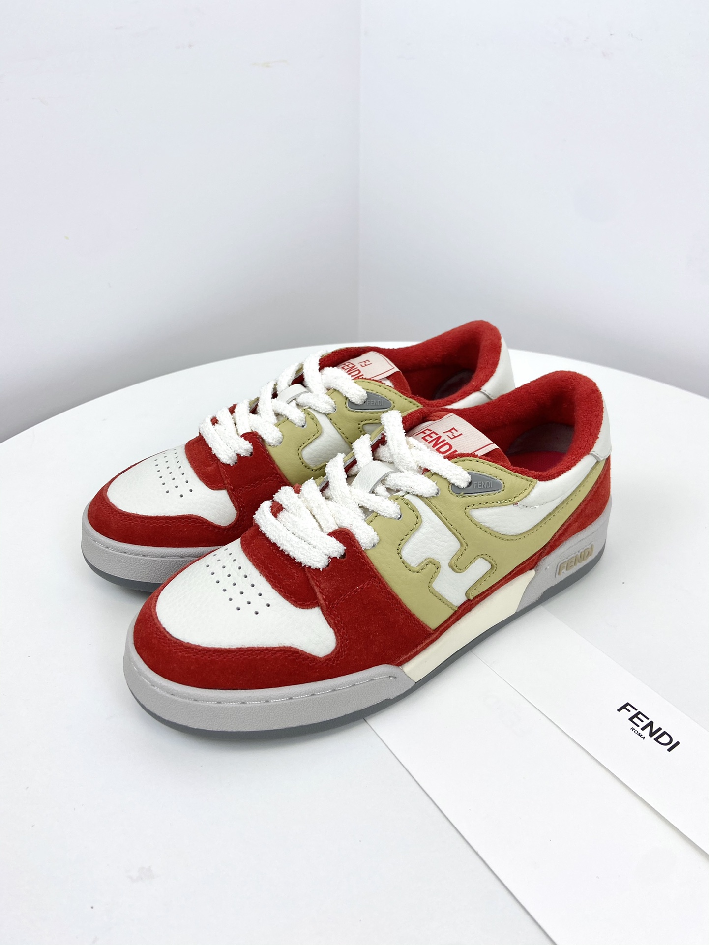 Fendi Shoes Sneakers Splicing Women Men Cowhide TPU Vintage Sweatpants