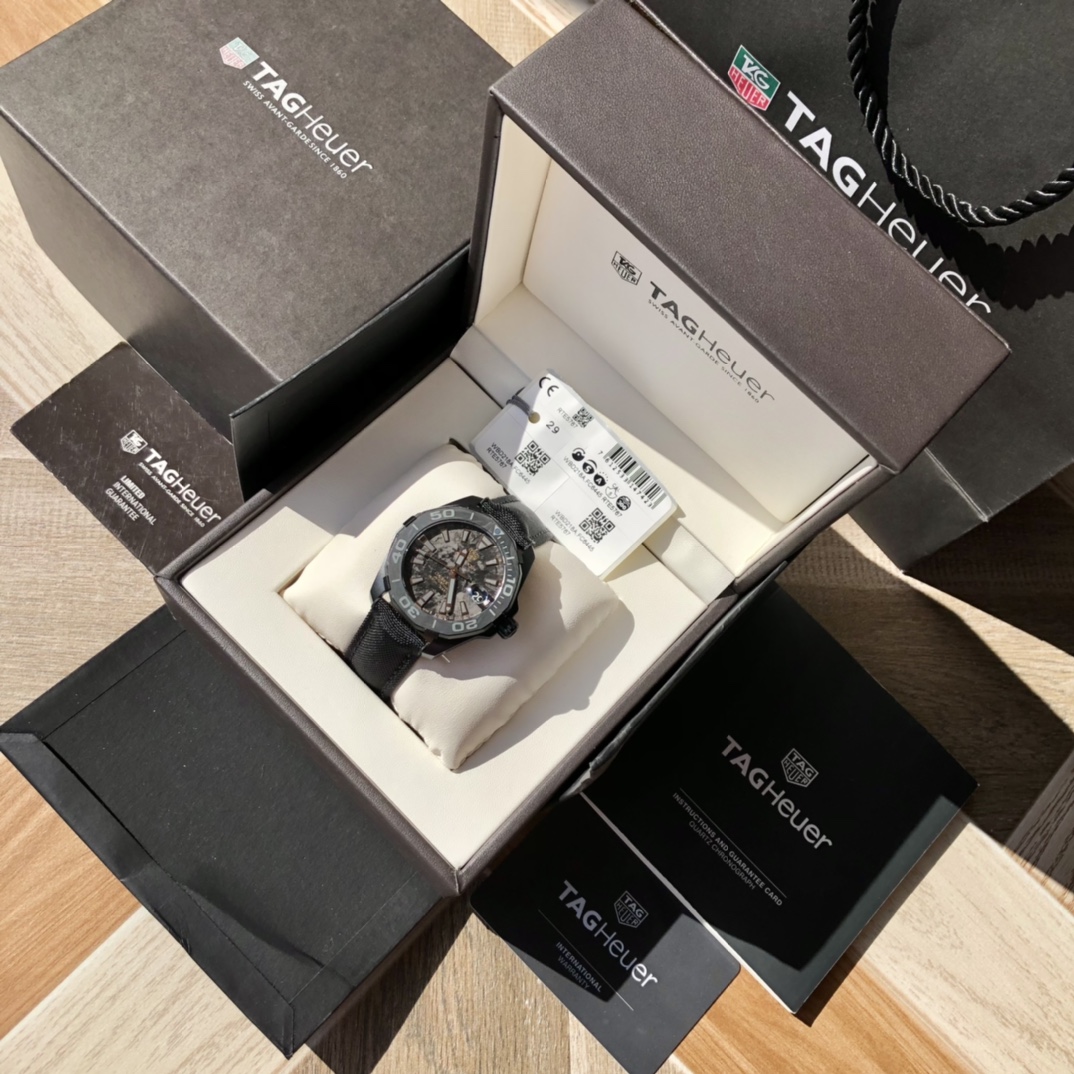 태그호이어 시그니처 41mm 블랙 블루 티타늄 남성 시계 레플리카 45465