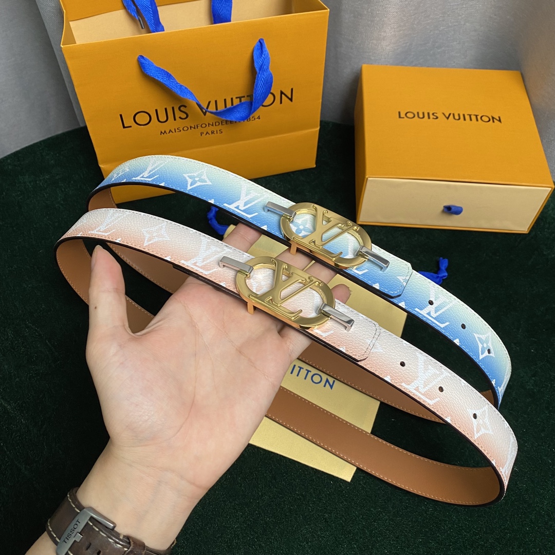 Louis Vuitton Belts Women Calfskin Cowhide Summer Collection