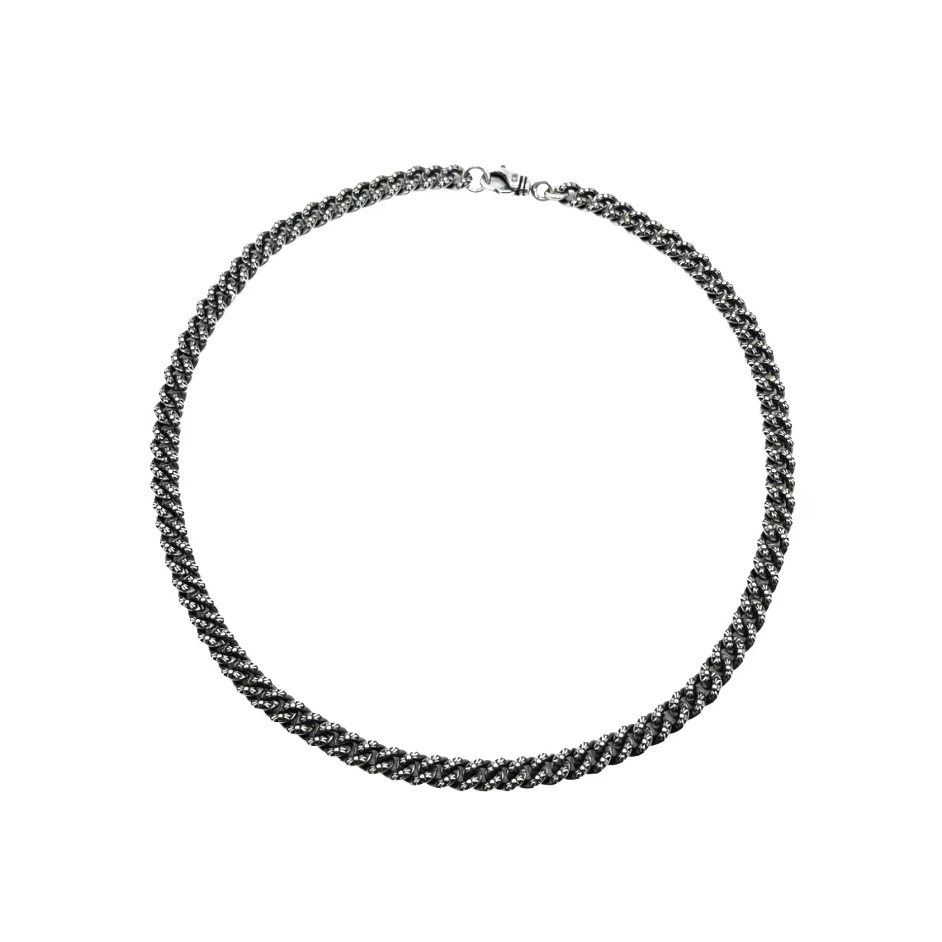 Chrome Hearts 𝐂𝐡𝐫𝐨𝐦𝐞 𝐡𝐞𝐚𝐫𝐭𝐬克罗心 满花链条十字项链 纯银材质 做旧 密集十字元素 龙虾扣 搭配
