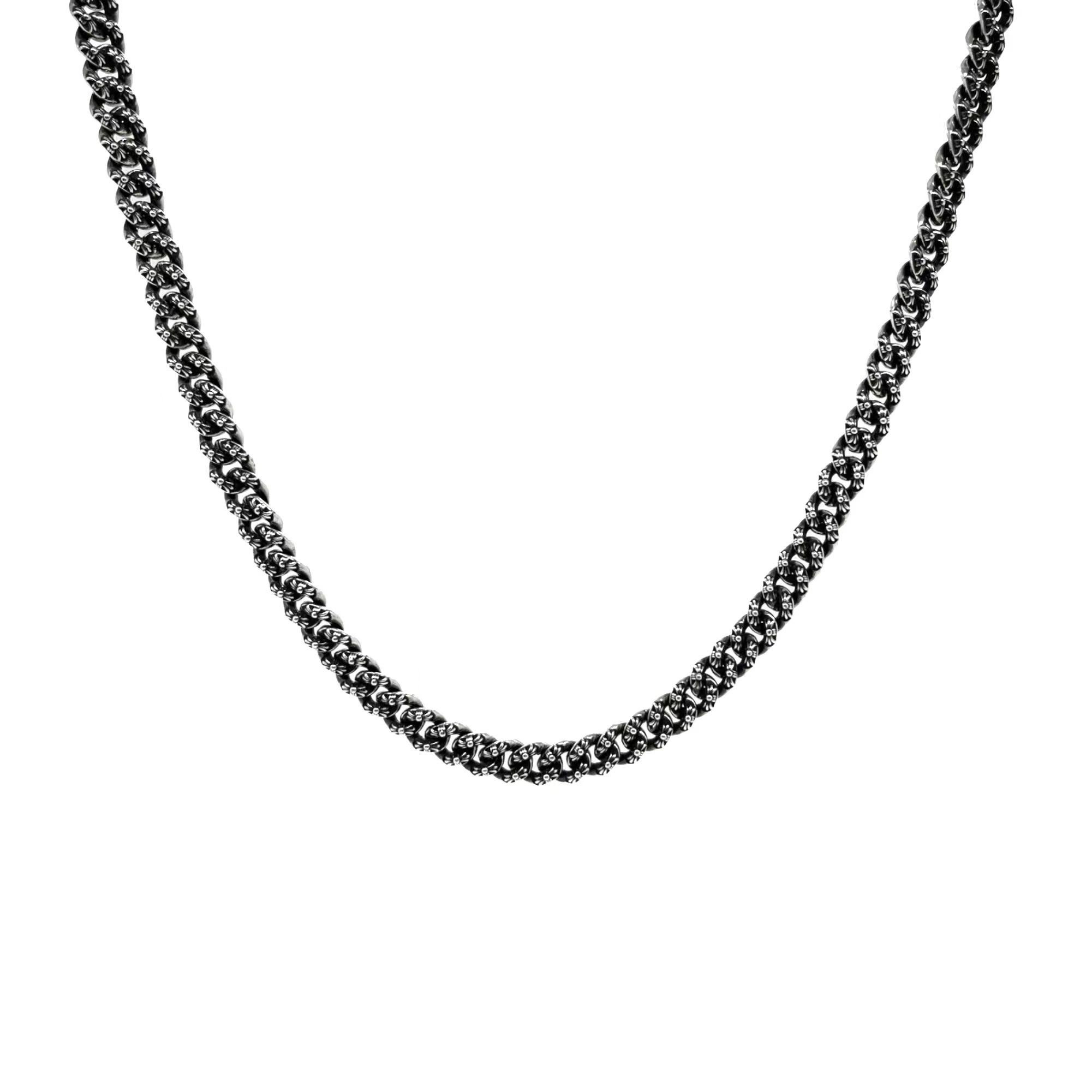 Chrome Hearts 𝐂𝐡𝐫𝐨𝐦𝐞 𝐡𝐞𝐚𝐫𝐭𝐬克罗心 满花链条十字项链 纯银材质 做旧 密集十字元素 龙虾扣 搭配