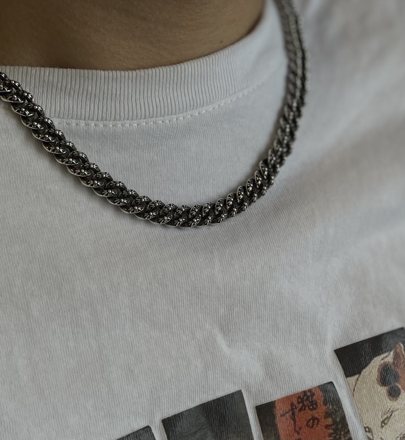Chrome Hearts 𝐂𝐡𝐫𝐨𝐦𝐞 𝐡𝐞𝐚𝐫𝐭𝐬克罗心 满花链条十字项链 纯银材质 做旧 密集十字元素 龙虾扣 搭配