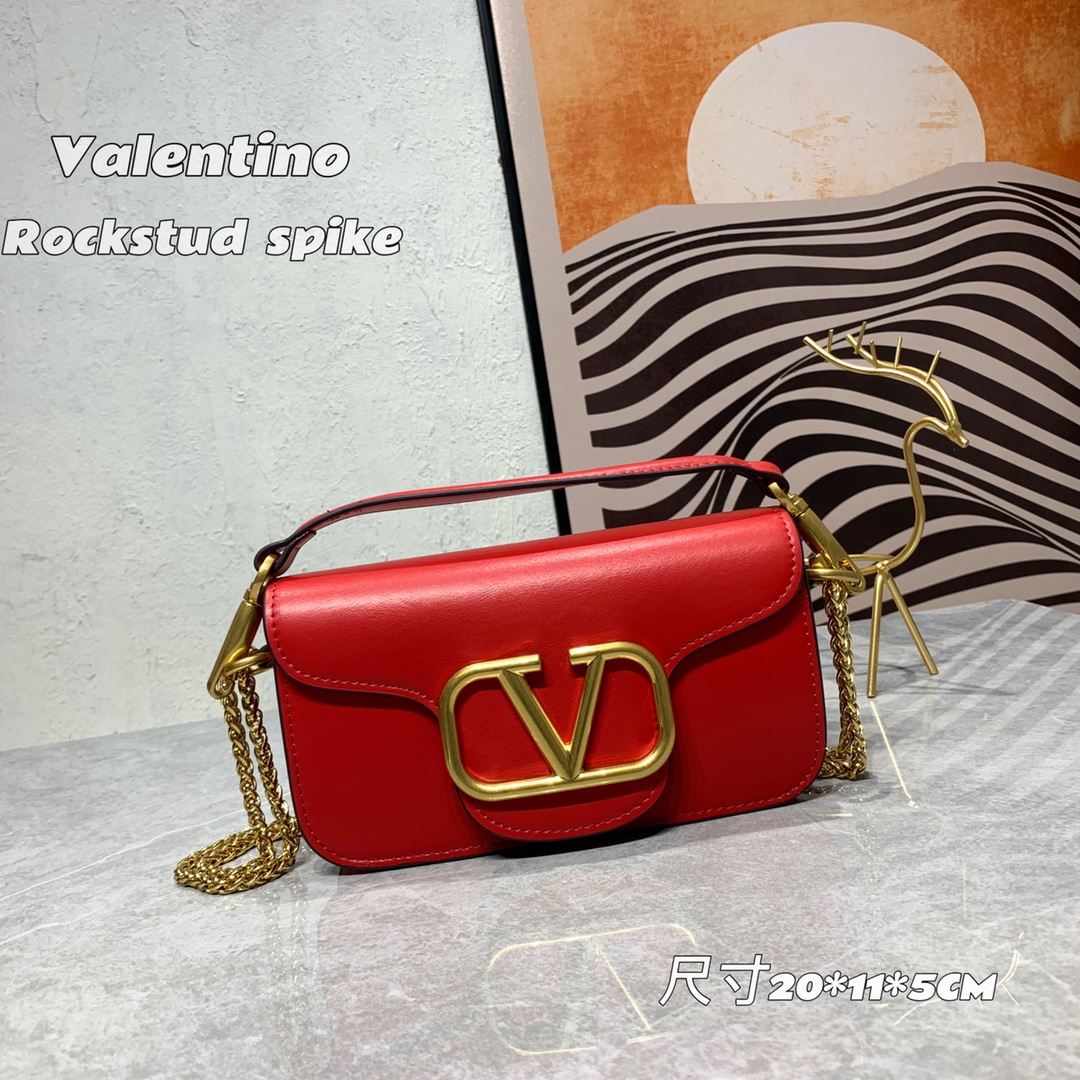 【520甄选】VALENTINO华家 女士MINILOCO 小牛皮新品 金属链条和细腻皮革组成别致双提柄，还可拆除变身手