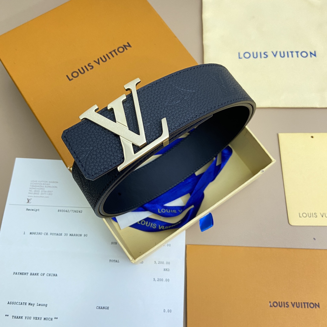 I0  Louis vuitton 路易威登 LV   皮带腰带：单面使用专柜质量、百分百头层牛皮、24k纯钢扣、送人自用首选、保证真皮 包装：请认准图片专柜包装、送打孔器 全套包装 宽度：4.0cm 长度：国标cm-cm 不可以自行裁剪长度