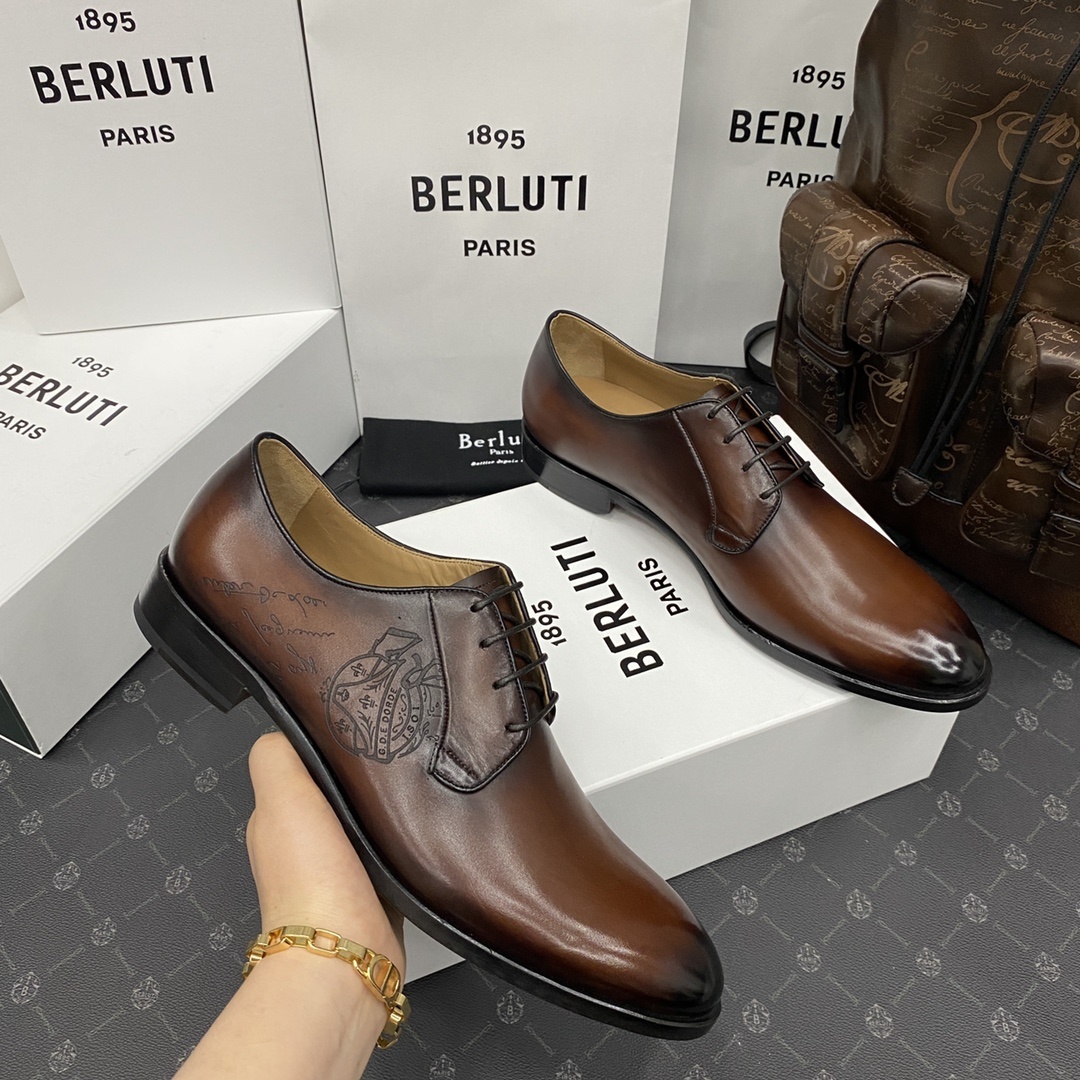 💋💍Berlut*/布鲁提 手工精品男士正装皮鞋 专柜同步火热款牛津鞋 成功人士标配 固特异工艺