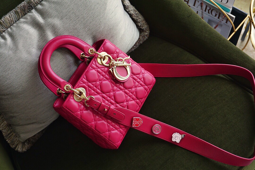 Dior Lady Handbags Crossbody & Shoulder Bags Red Rose Casual