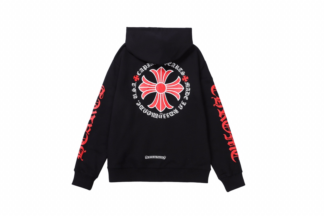 High Street Fashion: Sanskrit Hat Coat with Rubber Stamping – 420g Cotton Zipper T-Shirt - 图片 2