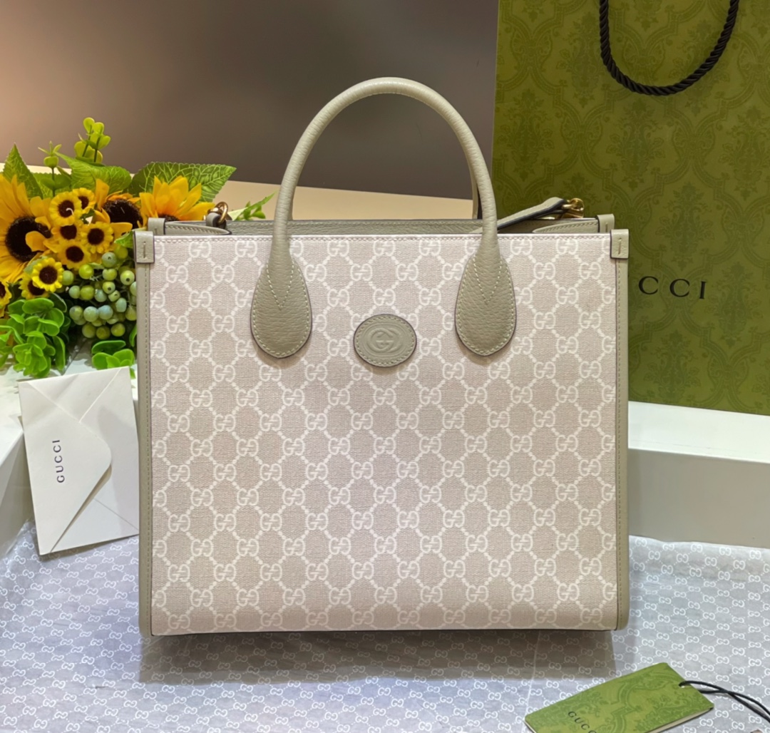 GUCCI овсяный tote-сумка с регулируемым длинным ремнём