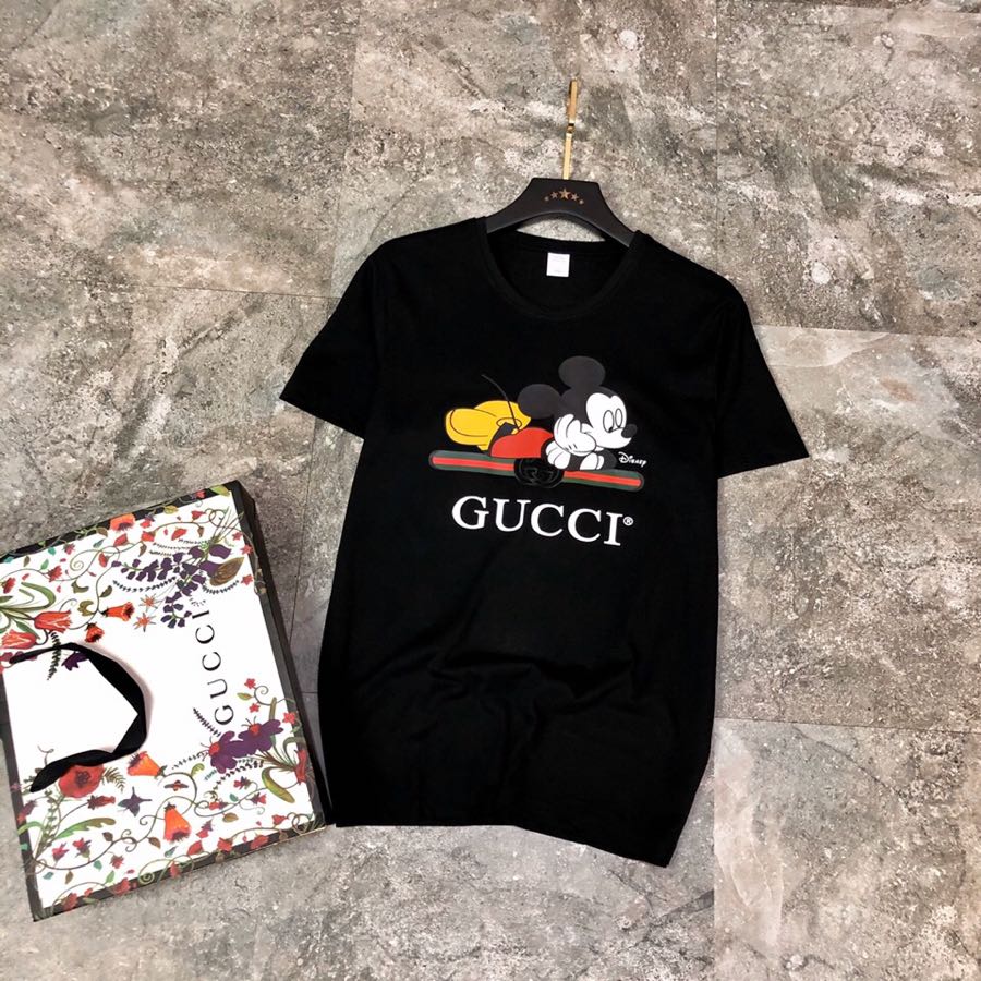 情侣款穿220斤码数M-4XL古奇Gucci*原单品质衣服请认准洗水唛️澳洲新丝光棉️最新款男装短袖T恤