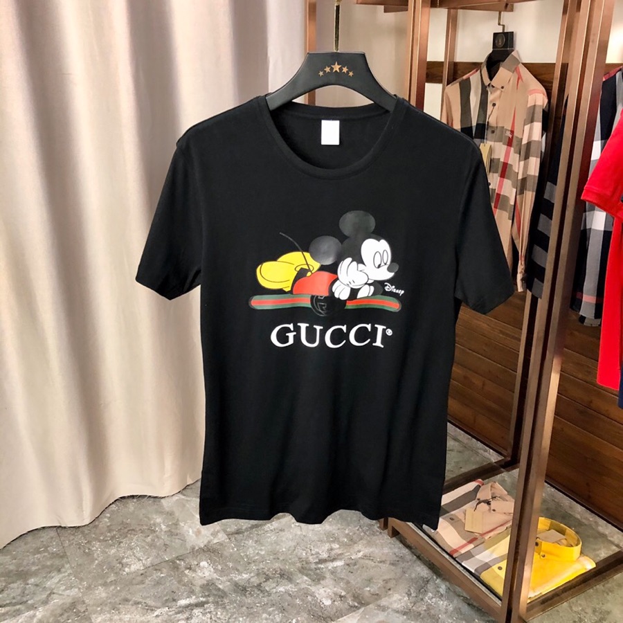 情侣款穿220斤码数M-4XL古奇Gucci*原单品质衣服请认准洗水唛️澳洲新丝光棉️最新款男装短袖T恤