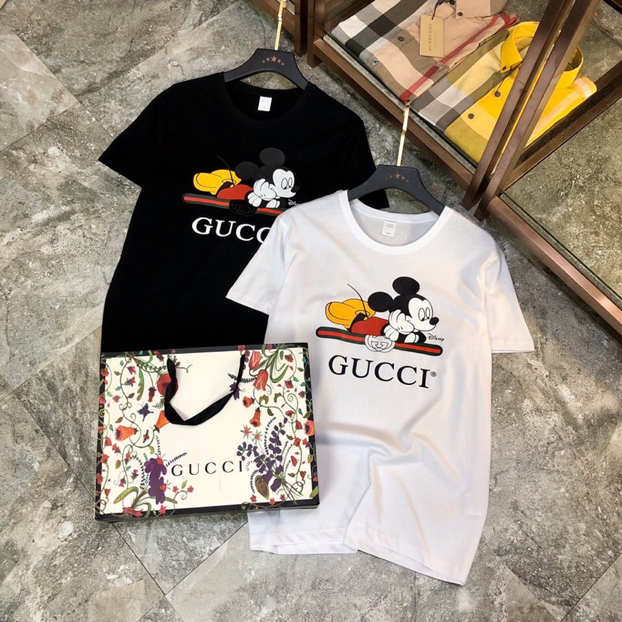 情侣款穿220斤码数M-4XL古奇Gucci*原单品质衣服请认准洗水唛️澳洲新丝光棉️最新款男装短袖T恤