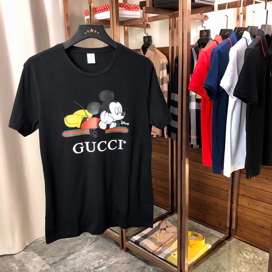 情侣款穿220斤码数M-4XL古奇Gucci*原单品质衣服请认准洗水唛️澳洲新丝光棉️最新款男装短袖T恤