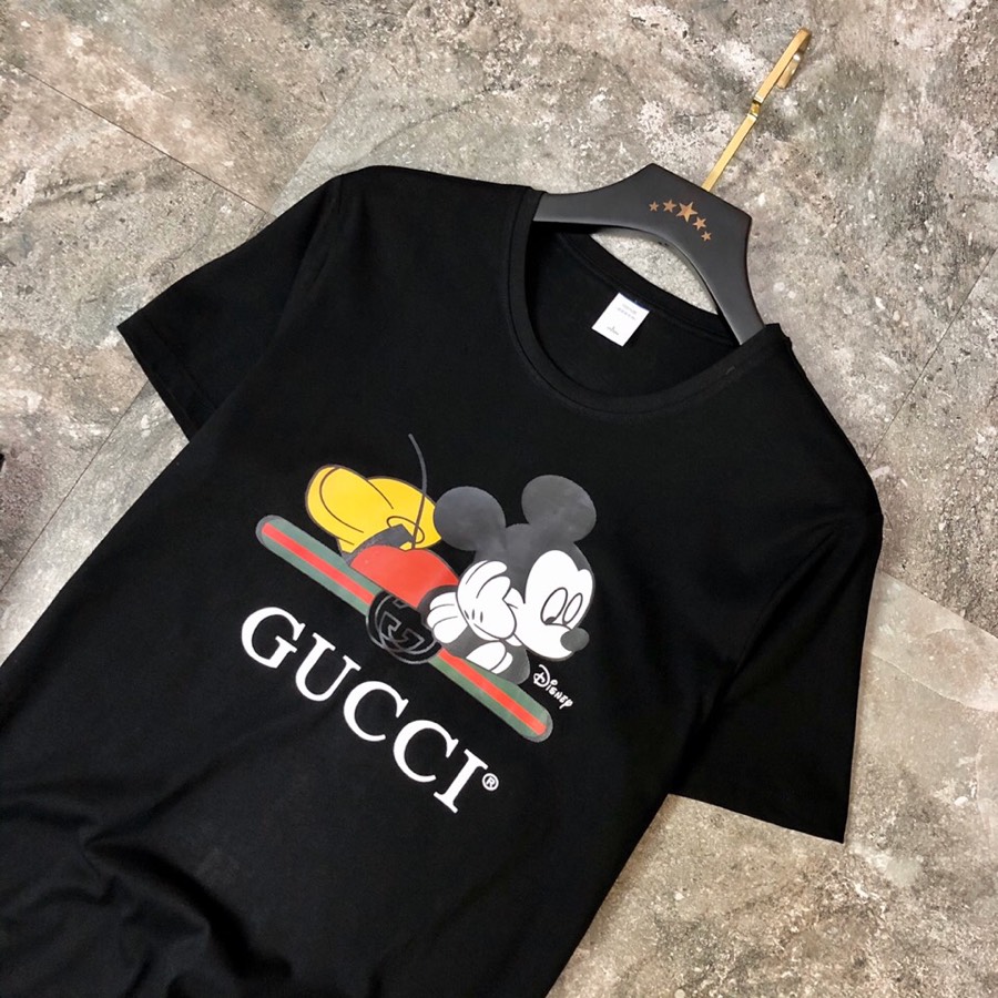 情侣款穿220斤码数M-4XL古奇Gucci*原单品质衣服请认准洗水唛️澳洲新丝光棉️最新款男装短袖T恤