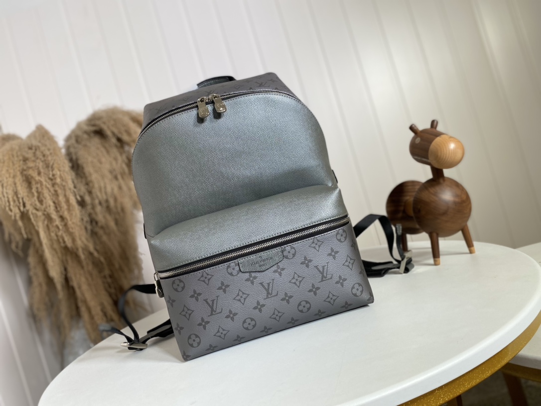 Louis Vuitton LV Discovery Bags Backpack Silver Monogram Canvas Taigarama M30835