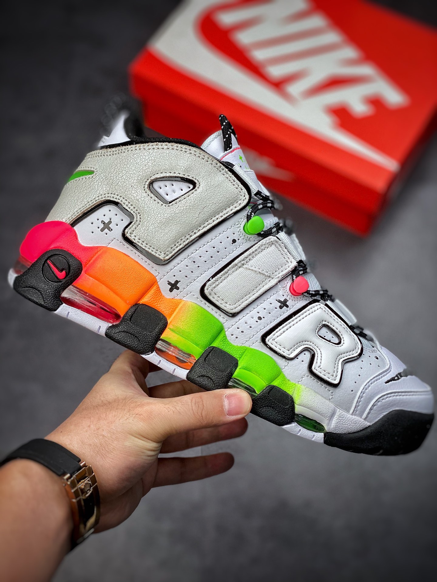 260 Nike Air MoreUptempo96复古篮球鞋大 Air 白彩虹 DV1233-111