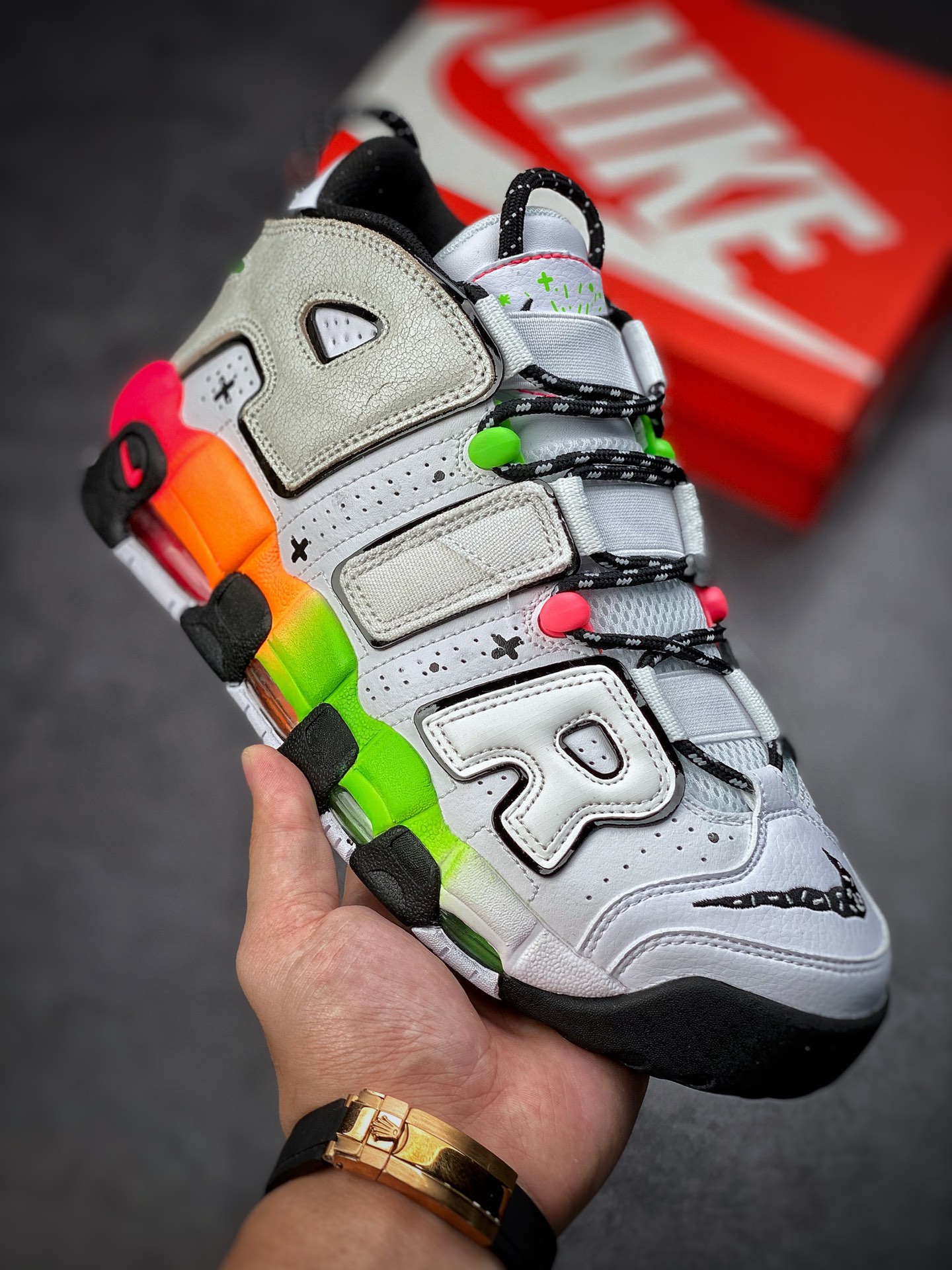 260 Nike Air MoreUptempo96复古篮球鞋大 Air 白彩虹 DV1233-111