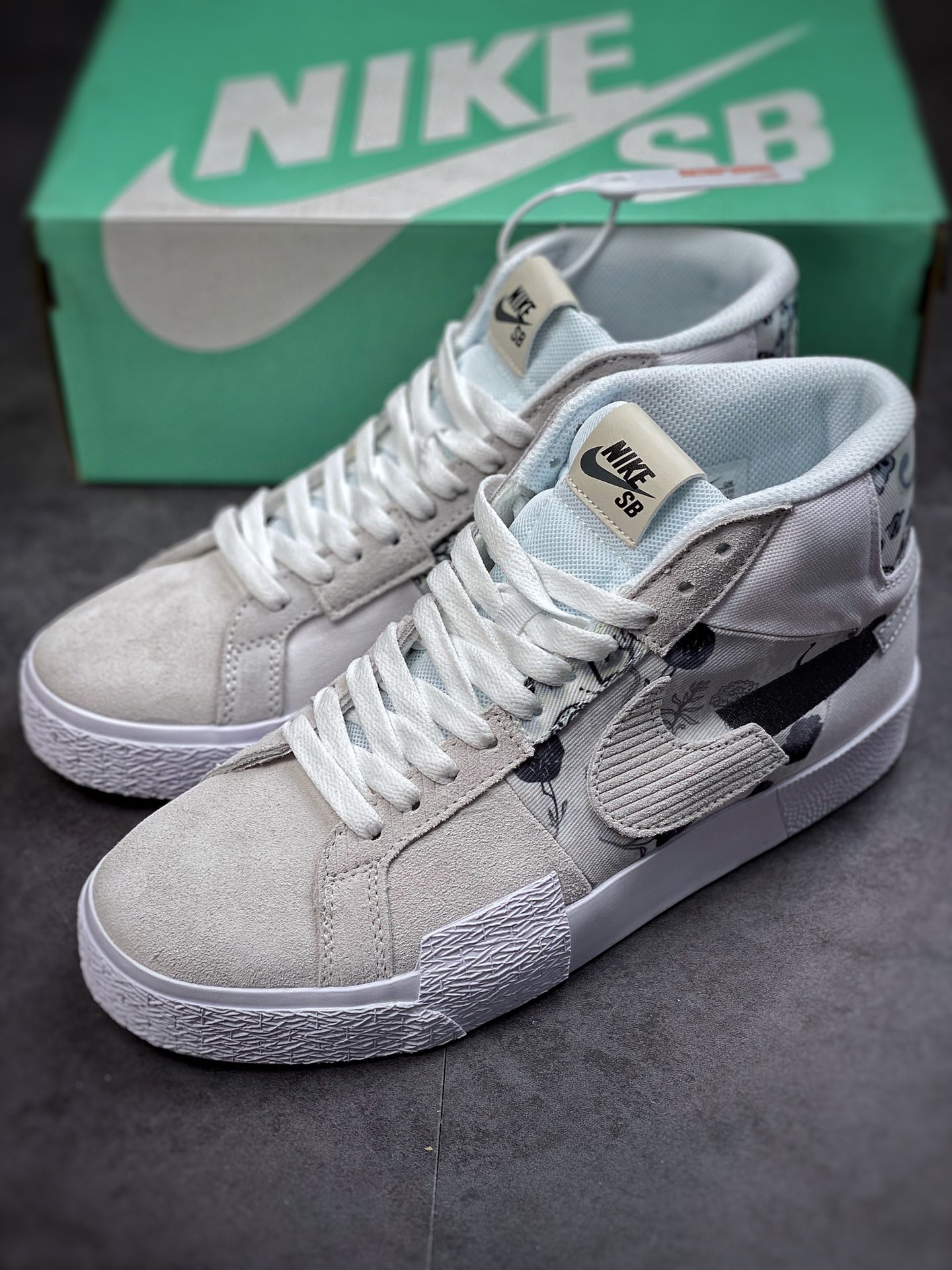 170 Nike SB Zoom Blazer Mid 灰白花卉 经典百搭中帮开拓者休闲运动板鞋 DM0859-100