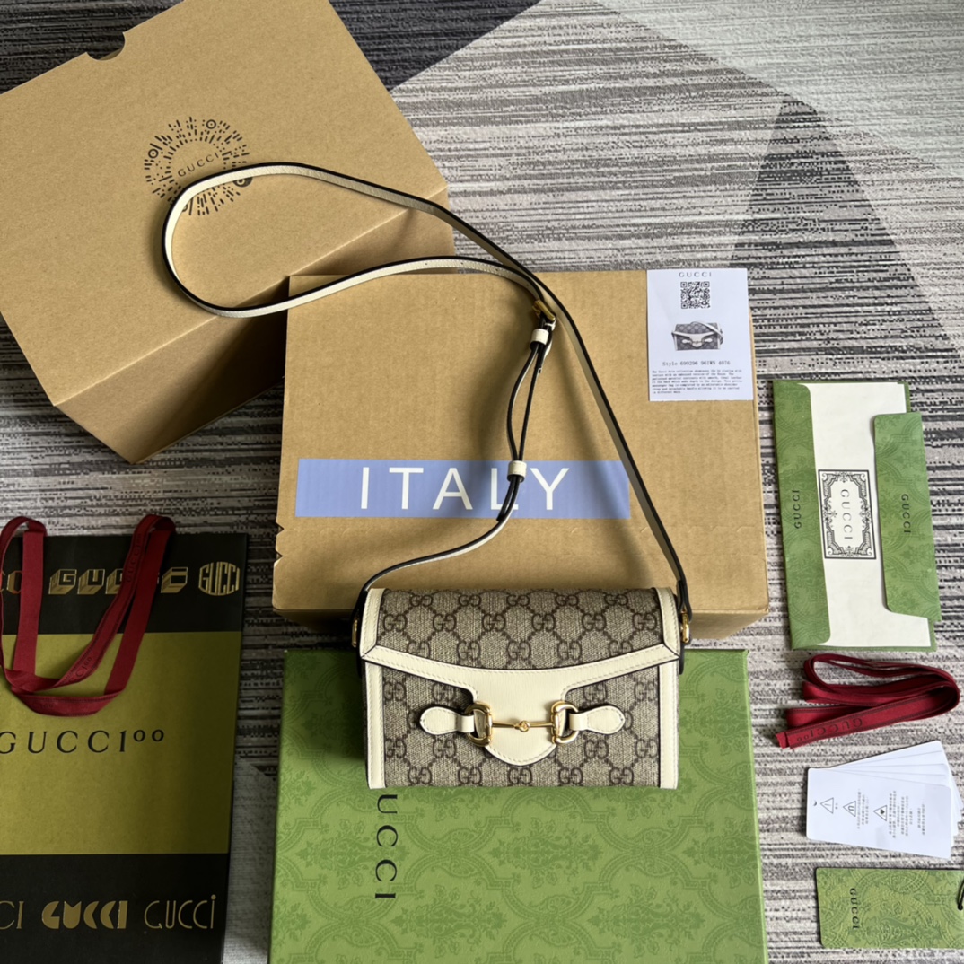 GUCCI 馬銜扣 1955 迷你斜背包 PVC