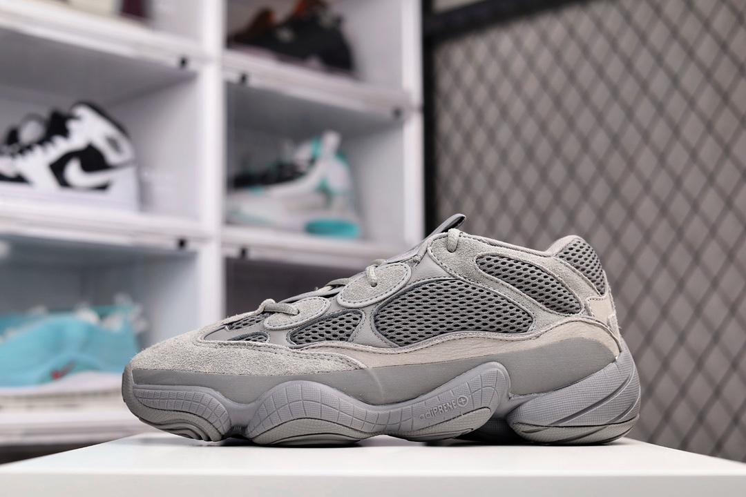 I0 外贸纯原版本 新品联乘坎耶·维斯特/Kanye West x AD Originals Yeezy 500″Granite”复古姥爹风厚底休闲运动慢跑鞋“大地灰”采用香州翻毛皮料原厂同频针织三明治网眼织物，同源一致热熔胶水粘性强环保无味663DJ