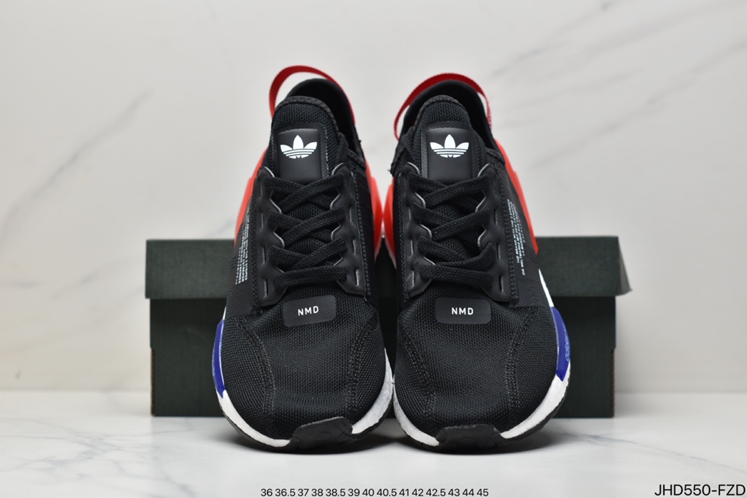 190 Adidas 阿迪达斯 NMD_R1 V2 Boost 爆米花超弹中底 针织网面休闲运动跑鞋GW3553