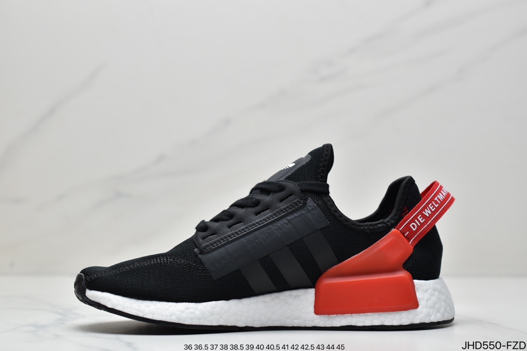 190 Adidas 阿迪达斯 NMD_R1 V2 Boost 爆米花超弹中底 针织网面休闲运动跑鞋GW3553