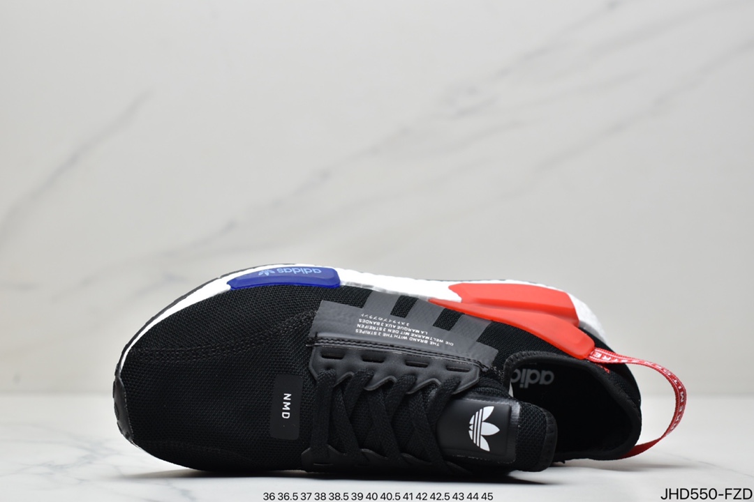 190 Adidas 阿迪达斯 NMD_R1 V2 Boost 爆米花超弹中底 针织网面休闲运动跑鞋GW3553