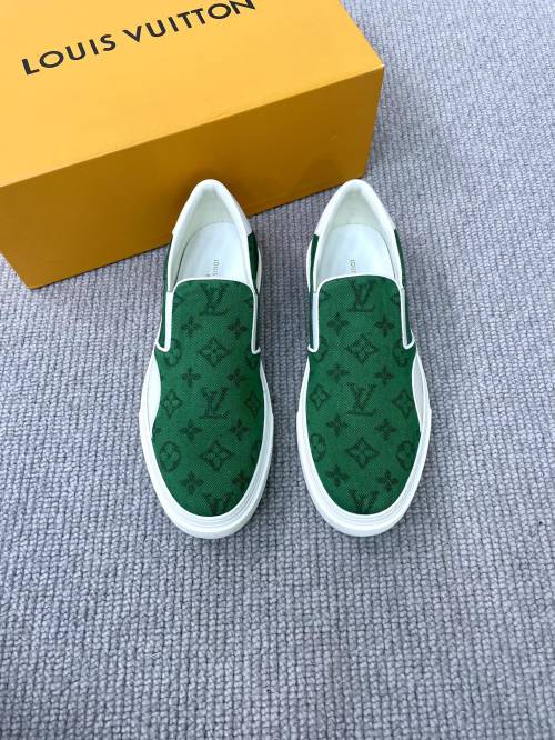 Louis Vuitton Men's Green Monogram Canvas Slip-On Sneakers 1 Louis Vuitton Men's Green Monogram Canvas Slip-On Sneakers