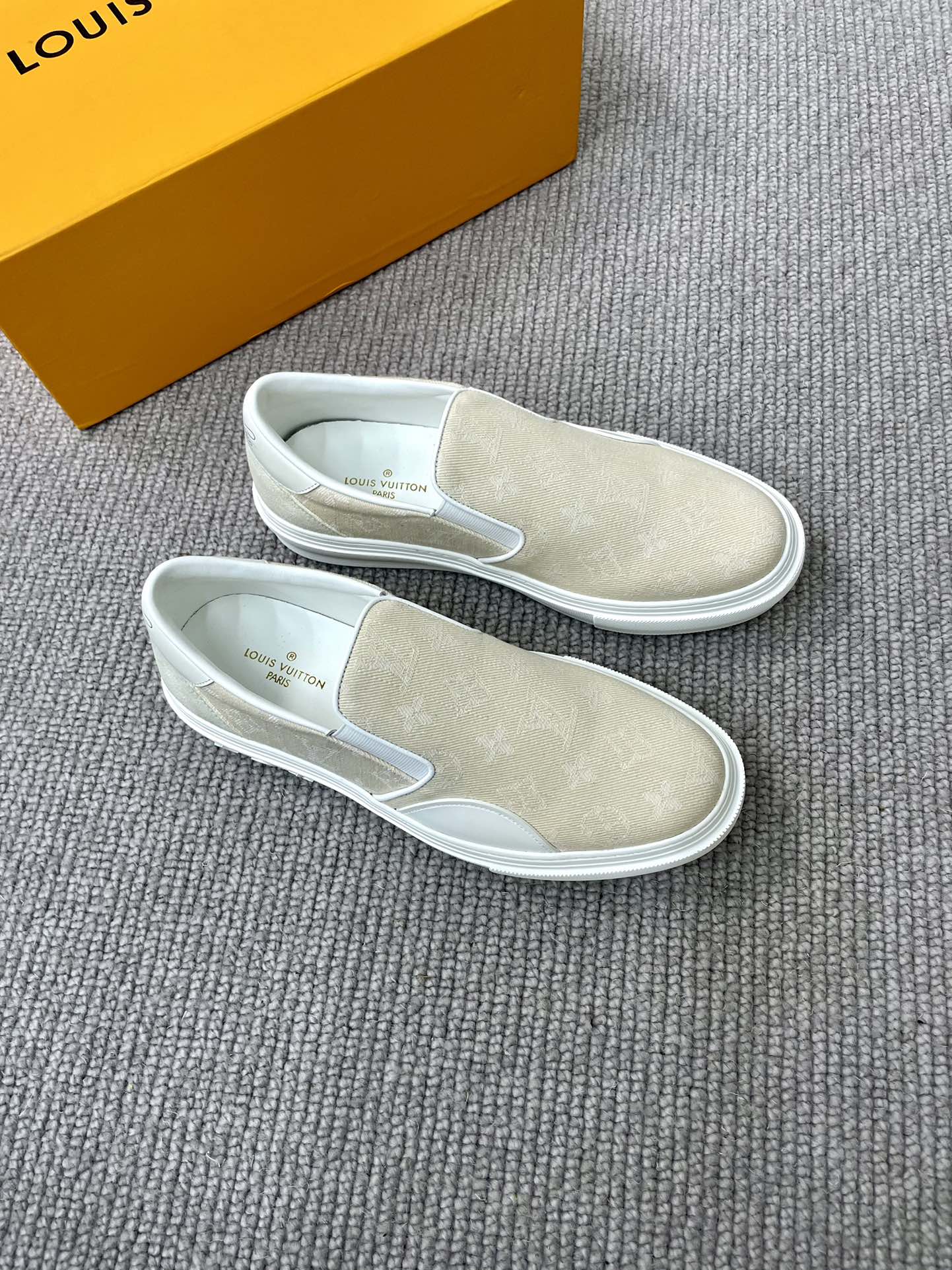 Louis Vuitton Men's Cream Monogram Canvas Slip-On Sneakers Size 38-44 3 i1652987771 2707 1