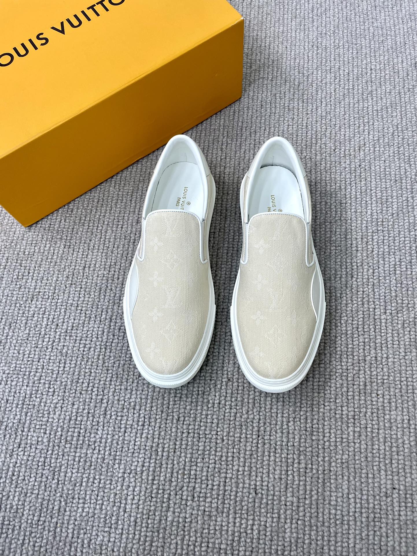 Louis Vuitton Men's Cream Monogram Canvas Slip-On Sneakers Size 38-44 2 i1652987771 3446 0