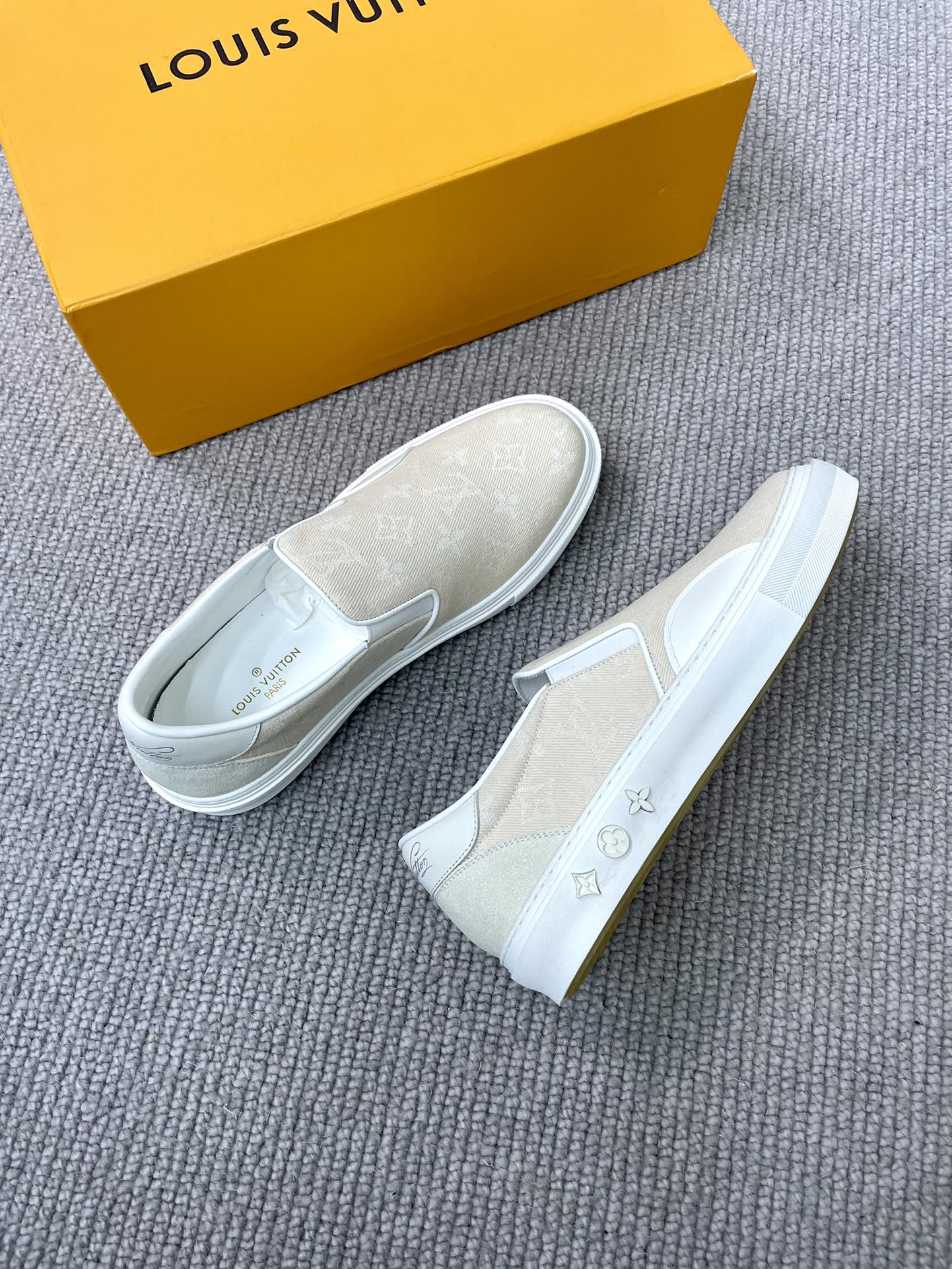 Louis Vuitton Men's Cream Monogram Canvas Slip-On Sneakers Size 38-44 7 i1652987771 5878 5