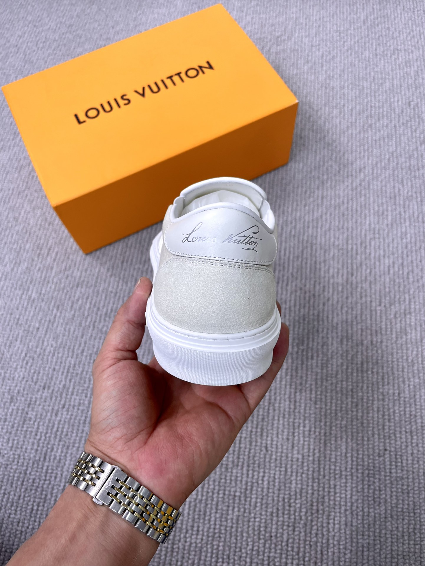 Louis Vuitton Men's Cream Monogram Canvas Slip-On Sneakers Size 38-44 9 i1652987771 6505 7