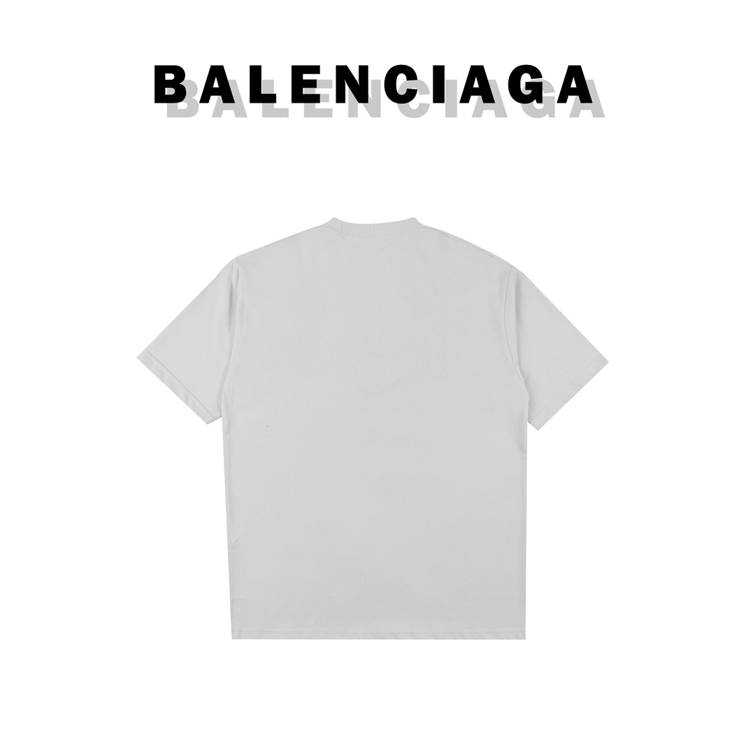 180 balenciaga 22ss 刺绣双B锁扣短袖T恤定织定染240g长绒棉