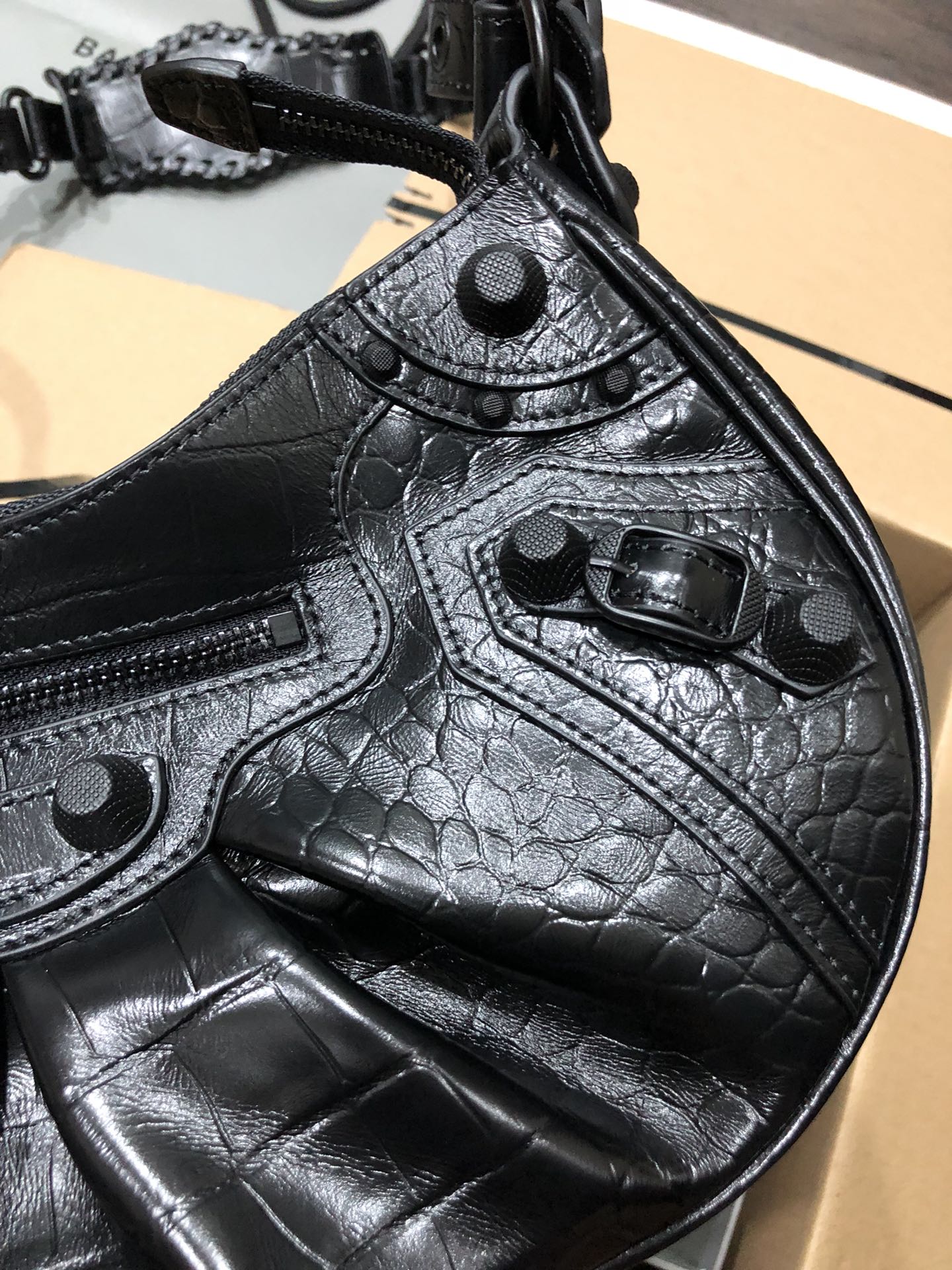 Balenciaga Style Black Leather Card Holder Lookbook Reference image 2